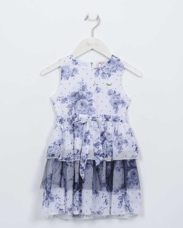 Picture of JH4462 GIRLS FRILL DRESS WITH FLOWERS